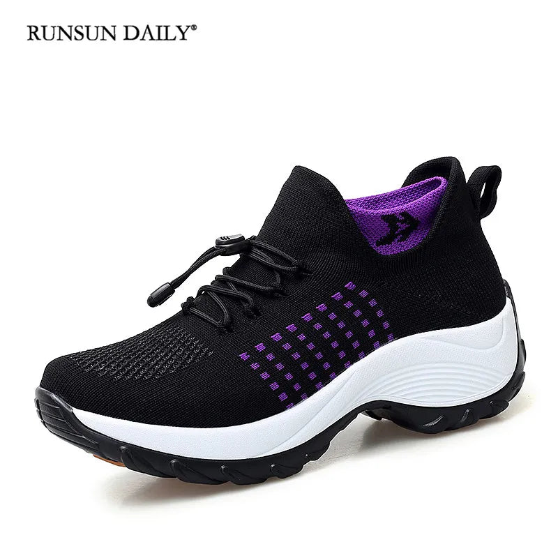 Women s Walking Shoes Fashion Sock Sneakers Breathe Comfortable Nursing Shoes Casual Platform Loafers Non Slip planparfaity